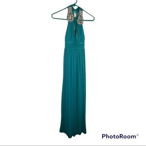 Formal/Prom Dress, Teal w/ Rinestone Neckline Size 9
